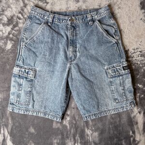 Vintage Y2K Wrangler Cargo Jean Denim Shorts Jorts Size 30 Multi Pocket Utility